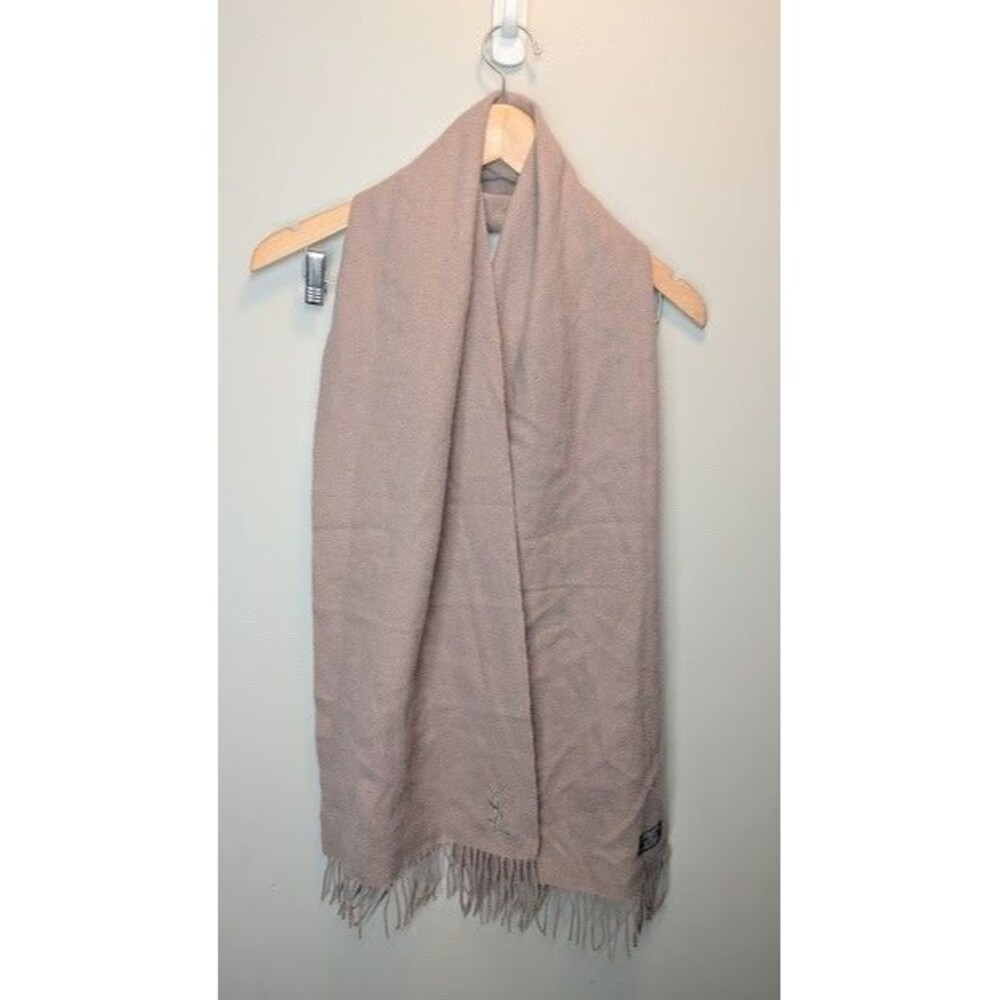 Pre-owned Genuine YSL 90% Wool 10% Cashmere Scarf Biege Made In Italy